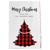 Frohe Weihnachtsbaum Simple Buffalo Karo Pattern Mittlere Geschenktüte (Rückseite)