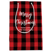 Frohe Weihnachtsbaum Simple Buffalo Karo Pattern Mittlere Geschenktüte (Vorderseite)