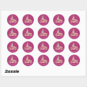 Frohe Weihnachtsbaum Skriptname Gold Pink Runder Aufkleber (Blatt)