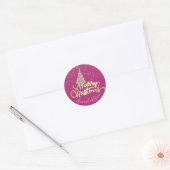 Frohe Weihnachtsbaum Skriptname Gold Pink Runder Aufkleber (Umschlag)