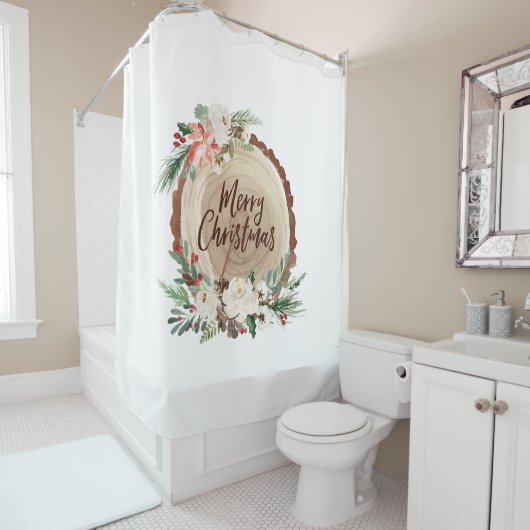 Frohe Weihnachtsbaum Slice Duschvorhang (Beispiel)