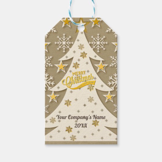 Frohe Weihnachtsbaum, Snowflake & Star-Silhouetten Geschenkanhänger (Vorderseite)