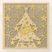 Frohe Weihnachtsbaum, Snowflake & Star-Silhouetten Glasuntersetzer (Vorderseite)