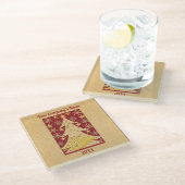 Frohe Weihnachtsbaum, Snowflake & Star-Silhouetten Glasuntersetzer (Schrägansicht)