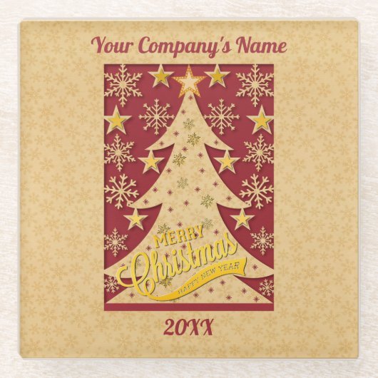 Frohe Weihnachtsbaum, Snowflake & Star-Silhouetten Glasuntersetzer (Vorderseite)