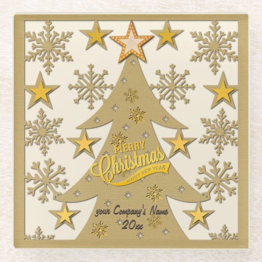 Frohe Weihnachtsbaum, Snowflake & Star-Silhouetten Glasuntersetzer (Vorderseite)