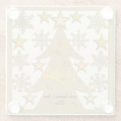 Frohe Weihnachtsbaum, Snowflake & Star-Silhouetten Glasuntersetzer (Rückseite)