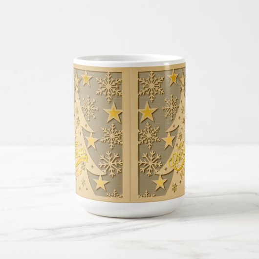 Frohe Weihnachtsbaum, Snowflake & Star-Silhouetten Kaffeetasse (Mittel)