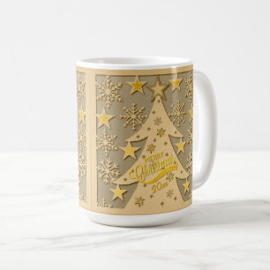 Frohe Weihnachtsbaum, Snowflake & Star-Silhouetten Kaffeetasse