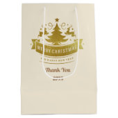 Frohe Weihnachtsbaum, Snowflake & Star-Silhouetten Mittlere Geschenktüte (Rückseite)