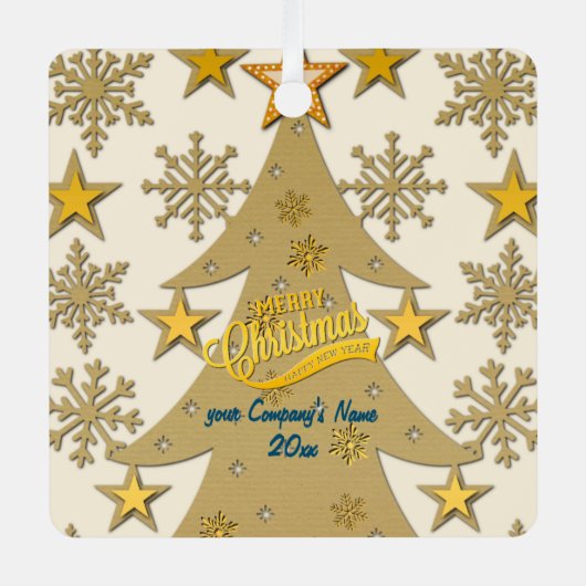 Frohe Weihnachtsbaum, Snowflake & Star-Silhouetten Ornament Aus Metall (Vorderseite)