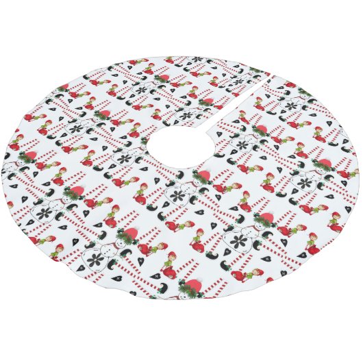 Frohe Weihnachtsbaum Snowman Elf Polyester Weihnachtsbaumdecke (Schrägansicht)