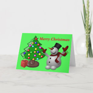 Frohe Weihnachtsbaum & Snowman Grußkarte Feiertagskarte