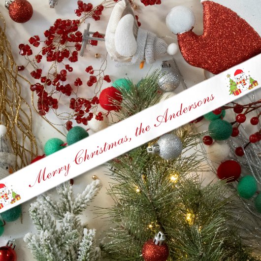 Frohe Weihnachtsbaum Snowman spendet Personalisier Satinband