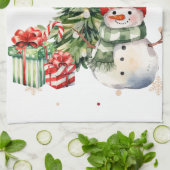Frohe Weihnachtsbaum Snowman und Geschenke Geschirrtuch (Gefaltet)