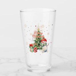Frohe Weihnachtsbaum Snowman und Geschenke Glas