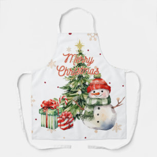 Frohe Weihnachtsbaum Snowman und Geschenke Schürze