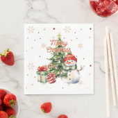Frohe Weihnachtsbaum Snowman und Geschenke Serviette (Beispiel)