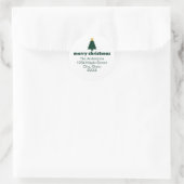 Frohe Weihnachtsbaum & Star Dark Green und White Runder Aufkleber (Tasche)