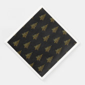 Frohe Weihnachtsbaum Stars Black Gold Shiny Chic Serviette (Ecke)