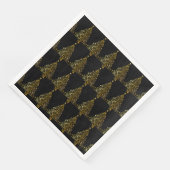 Frohe Weihnachtsbaum Stars Black Gold Shiny Chic Serviette (Ecke)