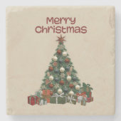 Frohe Weihnachtsbaum-Steinuntersetzer Steinuntersetzer (Vorderseite)