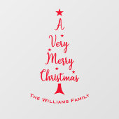 Frohe Weihnachtsbaum Sterne Familie rot Fensteraufkleber (Blatt)