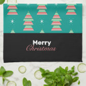 Frohe Weihnachtsbaum Streifen Musterküche Handtuch (Gefaltet)