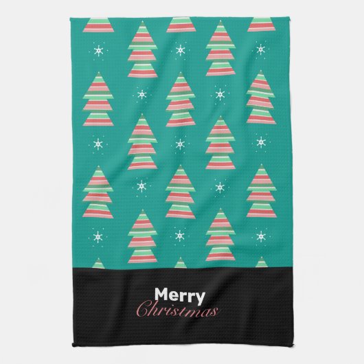 Frohe Weihnachtsbaum Streifen Musterküche Handtuch (Vertikal)
