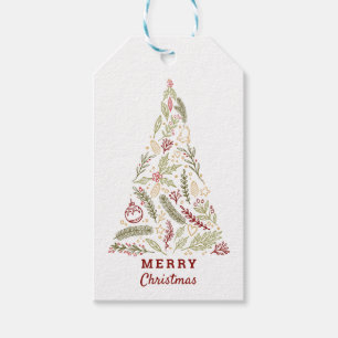 Frohe Weihnachtsbaum Tannenzapfen Stechpalme Miste Geschenkanhänger
