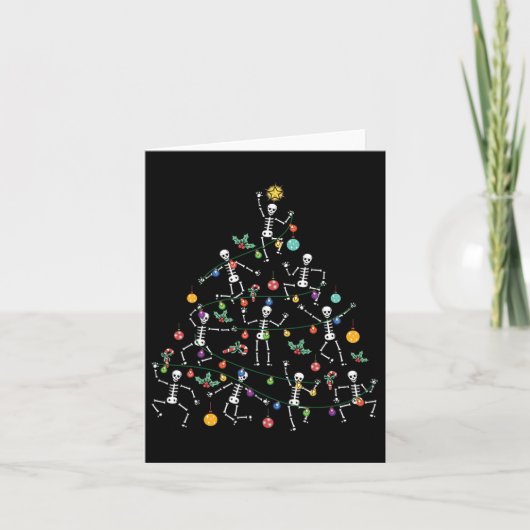 Frohe Weihnachtsbaum Tanzen Skeleton Funny Hallow Karte (Vorderseite)