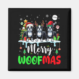 Frohe Weihnachtsbaum Three Santa Reindeer Boston T Magnet