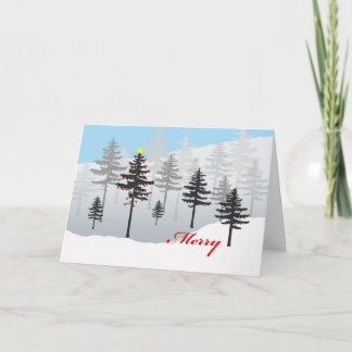Frohe Weihnachtsbaum und Eule im Spruce-Wald Karte