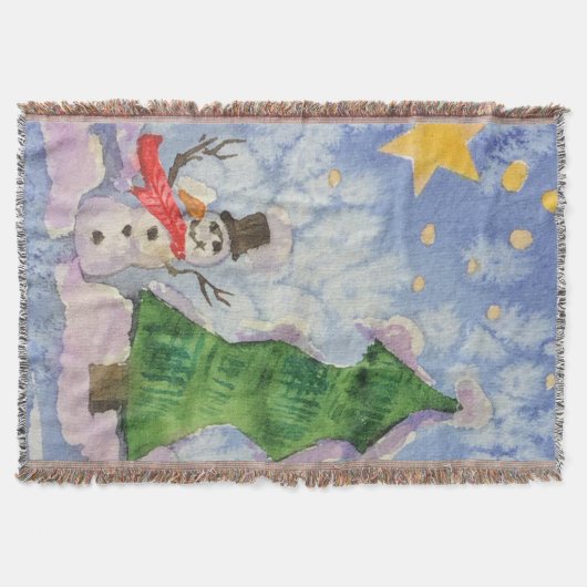 Frohe Weihnachtsbaum und frostige Snowman Wasserfa Decke (Vorderseite)