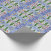 Frohe Weihnachtsbaum und frostige Snowman Wasserfa Geschenkpapier (Ecke)