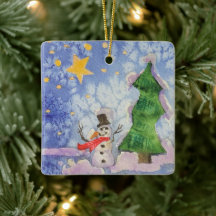 Frohe Weihnachtsbaum und frostige Snowman Wasserfa