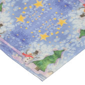 Frohe Weihnachtsbaum und frostige Snowman Wasserfa Kurzer Tischläufer (Ecke)