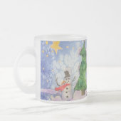 Frohe Weihnachtsbaum und frostige Snowman Wasserfa Mattglastasse (Links)
