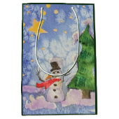 Frohe Weihnachtsbaum und frostige Snowman Wasserfa Mittlere Geschenktüte (Vorderseite)