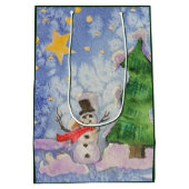 Frohe Weihnachtsbaum und frostige Snowman Wasserfa Mittlere Geschenktüte (Rückseite)