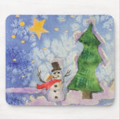 Frohe Weihnachtsbaum und frostige Snowman Wasserfa Mousepad (Vorne)