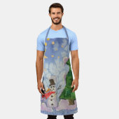 Frohe Weihnachtsbaum und frostige Snowman Wasserfa Schürze (Getragen)