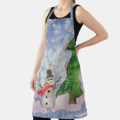 Frohe Weihnachtsbaum und frostige Snowman Wasserfa Schürze (InSitu)