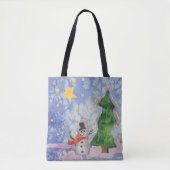 Frohe Weihnachtsbaum und frostige Snowman Wasserfa Tasche (Vorderseite)