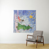 Frohe Weihnachtsbaum und frostige Snowman Wasserfa Wandteppich (Beispiel (Horizontal))