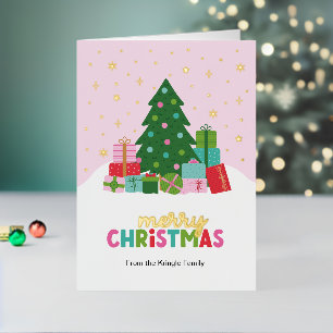 Frohe Weihnachtsbaum und Geschenke in Pastellrosa