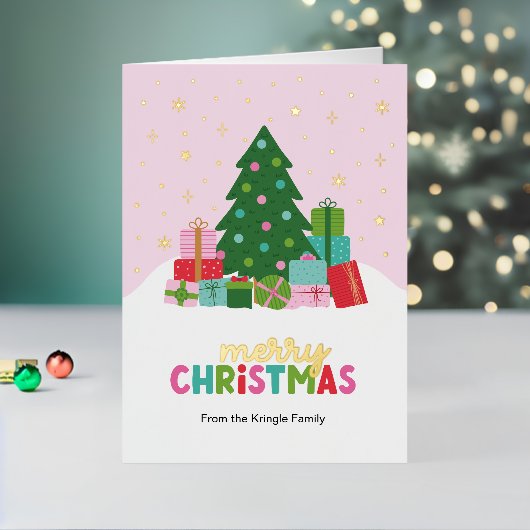 Frohe Weihnachtsbaum und Geschenke in Pastellrosa (Feiertag In Situ 2)