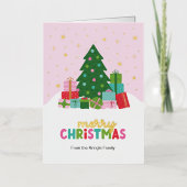 Frohe Weihnachtsbaum und Geschenke in Pastellrosa (Vorderseite)