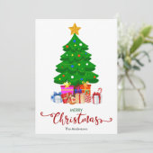 Frohe Weihnachtsbaum und präsentiert Weihnachtskar Feiertagskarte (Stehend Vorderseite)