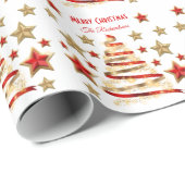 Frohe Weihnachtsbaum und Sterne Geschenkpapier (Rolleneckpunkt)